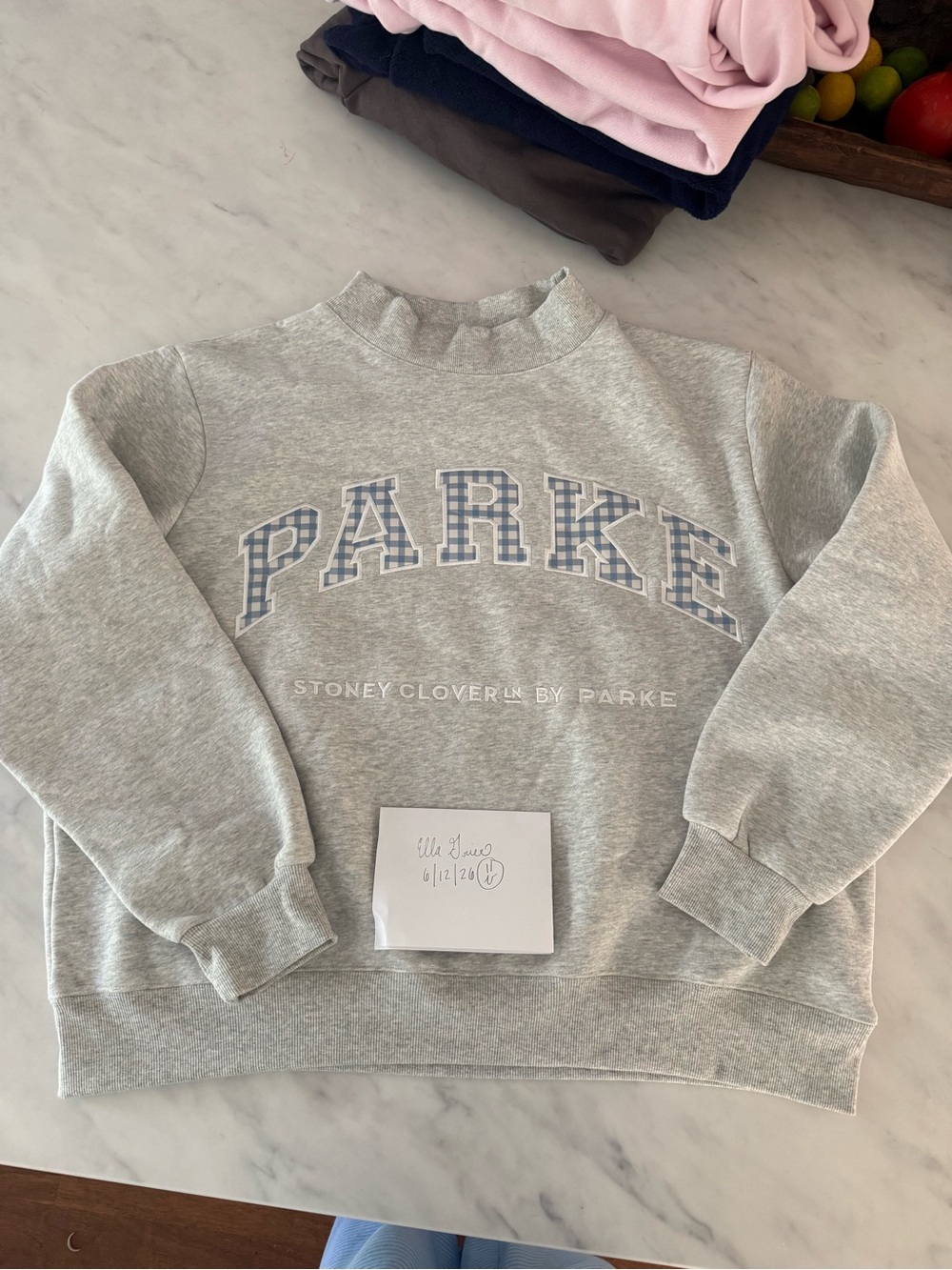 PARKE x Stoney clover Sweatshirt with Blue Gingham Lettering